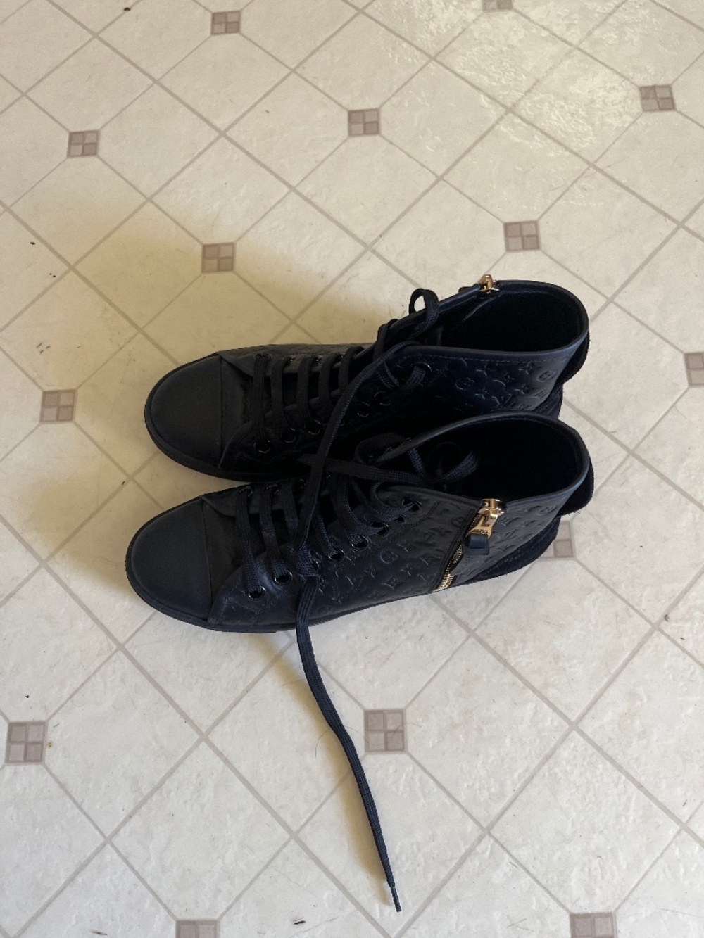 Louis Vuitton Black Monogram Leather Sneakers